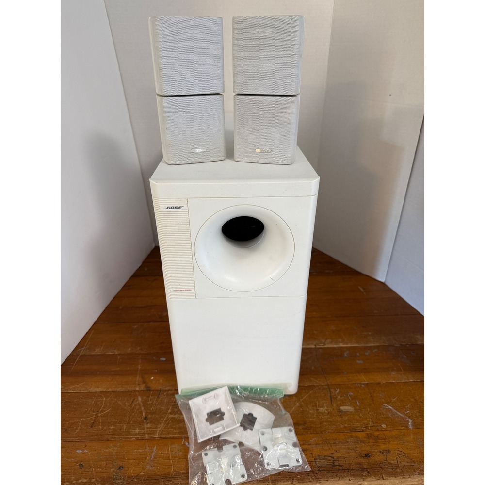 Bose Acoustimass III System White Dual Cube Satellite Speakers and Subwoofer Set